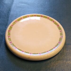Vintage Tea Trivet Floral Trimmed Ceramic Plate Blemish on back Cottagecore
